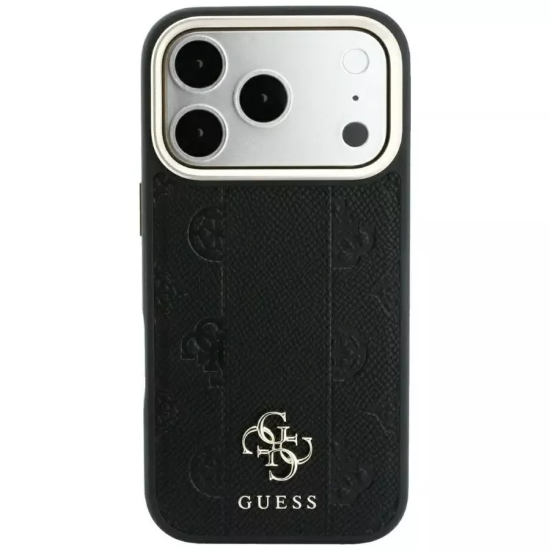 Custodia MagSafe Guess Stripe Peony 4G Logo per iPhone 18 Pro Max / 17 Pro Max - nero