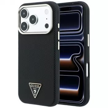Custodia MagSafe Guess Kevlar Triangle Logo per iPhone 17 Pro / 18 Pro - nero