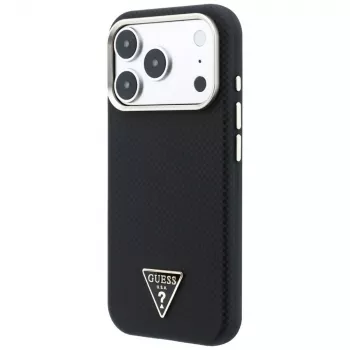 Custodia MagSafe Guess Kevlar Triangle Logo per iPhone 17 Pro / 18 Pro - nero