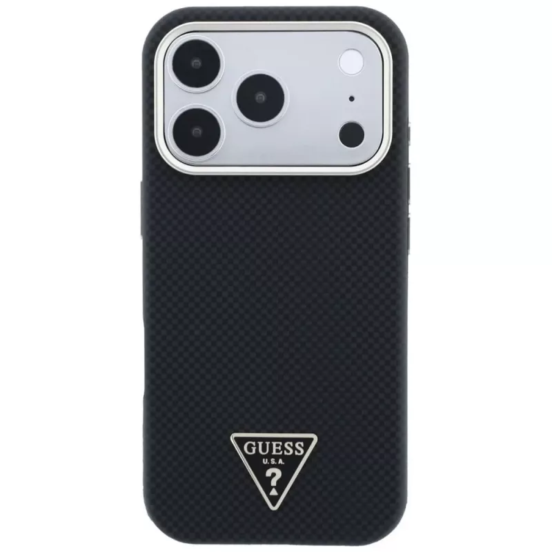 Custodia MagSafe Guess Kevlar Triangle Logo per iPhone 17 Pro / 18 Pro - nero