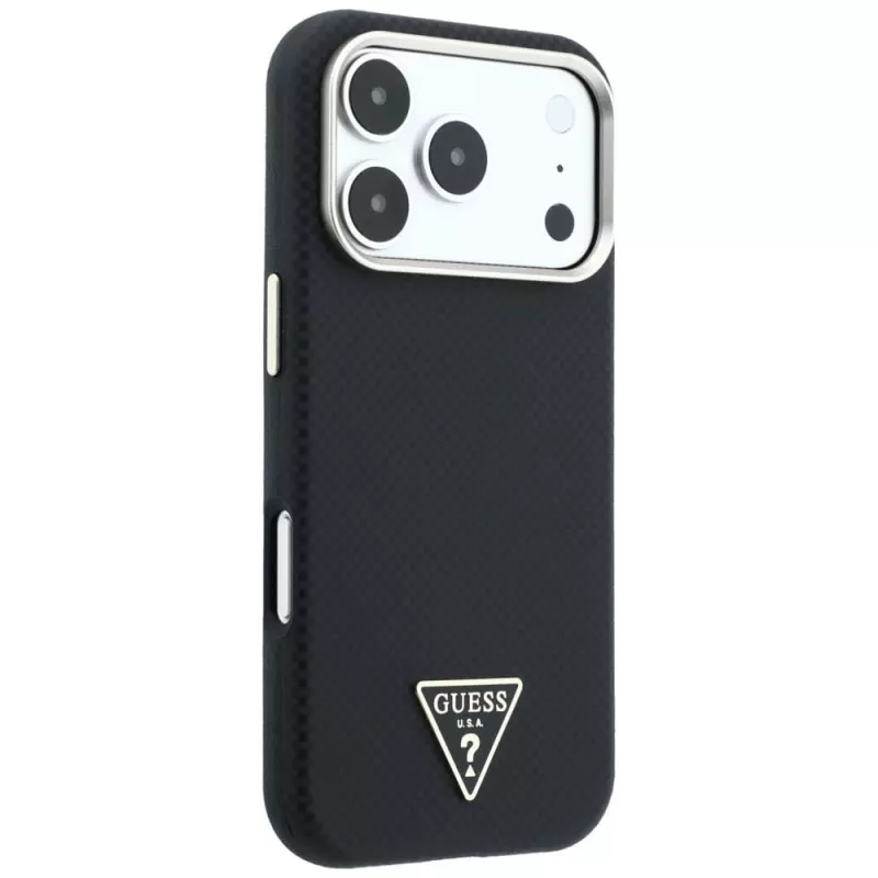 Custodia MagSafe Guess Kevlar Triangle Logo per iPhone 17 Pro / 18 Pro - nero