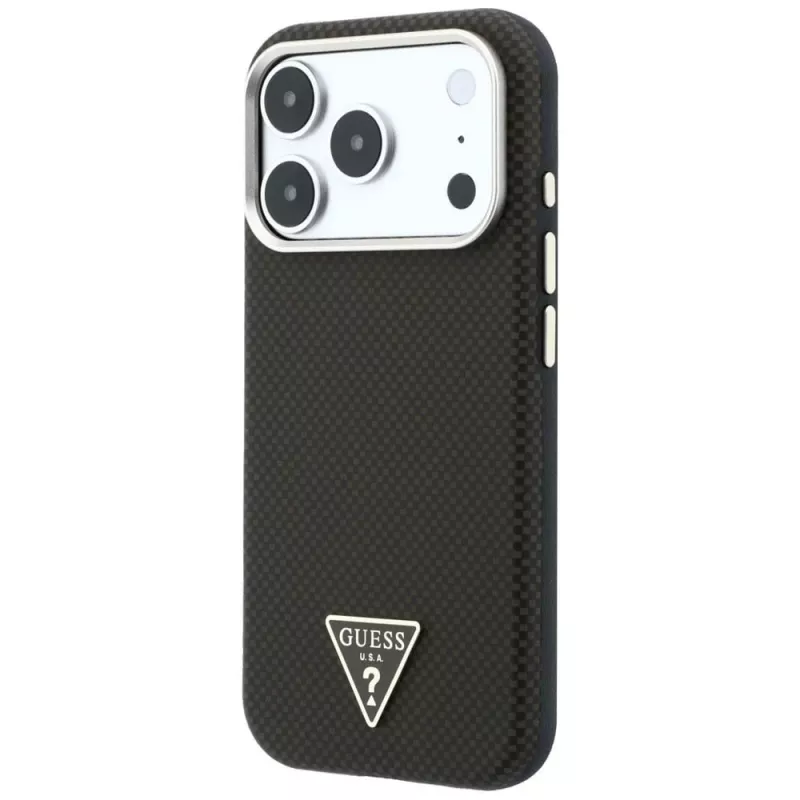 Custodia MagSafe GUESS Kevlar Triangle Logo per iPhone 17 Pro / 18 Pro - marrone