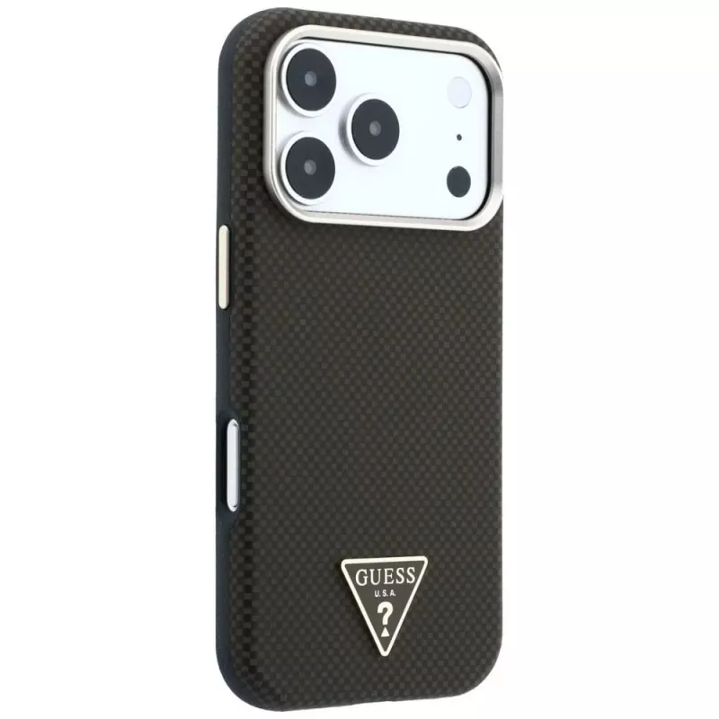 Custodia MagSafe GUESS Kevlar Triangle Logo per iPhone 17 Pro / 18 Pro - marrone