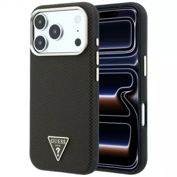 Custodia MagSafe GUESS Kevlar Triangle Logo per iPhone 17 Pro Max / 18 Pro Max - marrone
