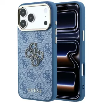 Custodia Guess 4G & Big Resin Logo per iPhone 17 Pro / 18 Pro - azzurro