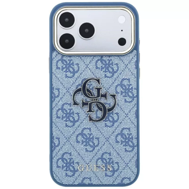 Custodia Guess 4G & Big Resin Logo per iPhone 17 Pro / 18 Pro - azzurro