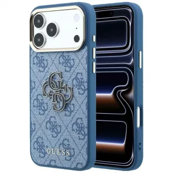 Custodia GUESS 4G & Big Resin Logo per iPhone 17 Pro Max / 18 Pro Max - azzurro