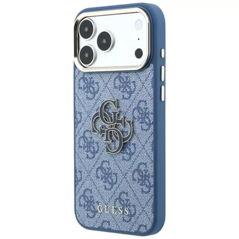 Custodia GUESS 4G & Big Resin Logo per iPhone 17 Pro Max / 18 Pro Max - azzurro