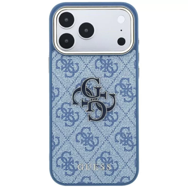 Custodia GUESS 4G & Big Resin Logo per iPhone 17 Pro Max / 18 Pro Max - azzurro