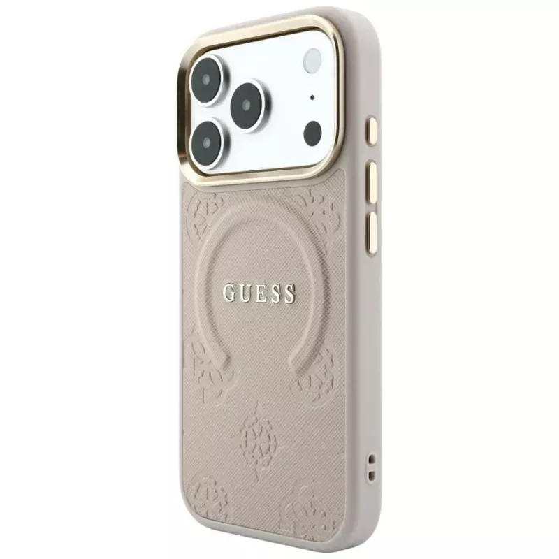 Custodia MagSafe Guess Saffiano Peony & Ring per iPhone 18 Pro / 17 Pro - rosa