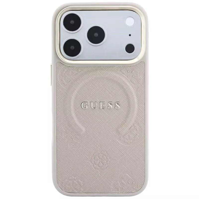 Custodia MagSafe Guess Saffiano Peony & Ring per iPhone 18 Pro / 17 Pro - rosa