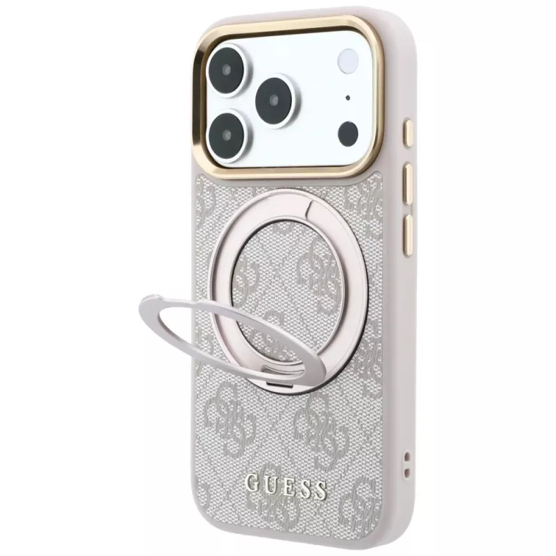Guess Ring Stand 360 4G Classic Logo custodia MagSafe per iPhone 18 Pro Max / 17 Pro Max - rosa