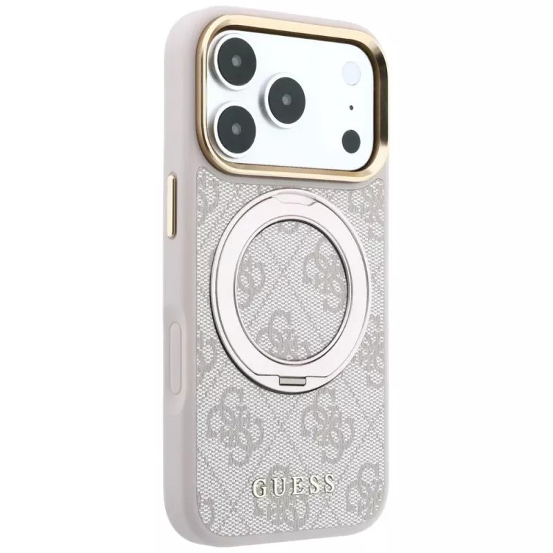 Guess Ring Stand 360 4G Classic Logo custodia MagSafe per iPhone 18 Pro Max / 17 Pro Max - rosa