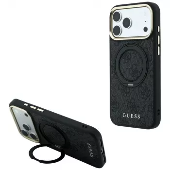 Guess Ring Stand 360 4G Classic Logo custodia MagSafe per iPhone 18 Pro / 17 Pro, nero