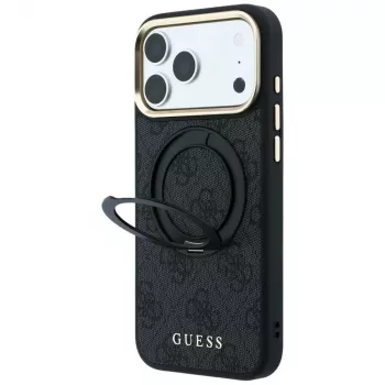 Guess Ring Stand 360 4G Classic Logo custodia MagSafe per iPhone 18 Pro / 17 Pro, nero