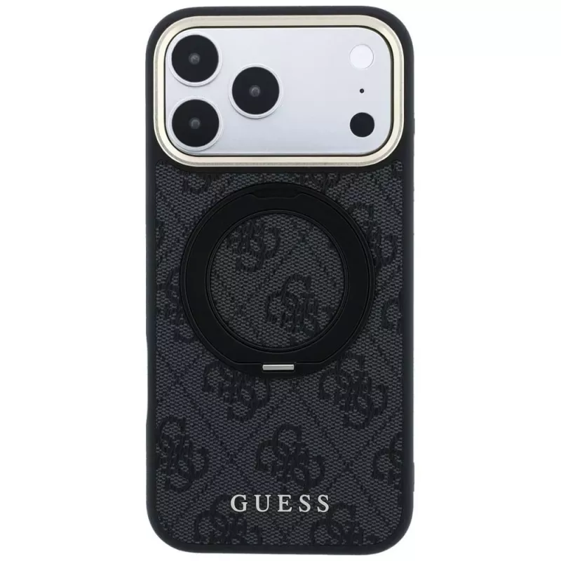 Guess Ring Stand 360 4G Classic Logo custodia MagSafe per iPhone 18 Pro / 17 Pro, nero