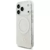 GUESS IML Flowers Allover Electroplated custodia MagSafe con cinturino perle per iPhone 18 Pro / 17 Pro - bianco