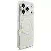 GUESS IML Flowers Allover Electroplated custodia MagSafe con cinturino perle per iPhone 18 Pro / 17 Pro - bianco