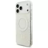 GUESS IML Flowers Allover Electroplated custodia con bracciale perle MagSafe per iPhone 18 Pro Max / 17 Pro Max bianco