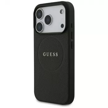 Guess Grained Gold Ring custodia MagSafe per Apple iPhone 17 Pro / 18 Pro, nero