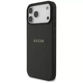 Guess Grained Gold Ring custodia MagSafe per Apple iPhone 18 Pro Max / 17 Pro Max, nero