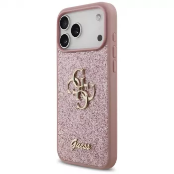 GUESS Fixed Glitter Big 4G custodia per iPhone 18 Pro Max / 17 Pro Max - rosa