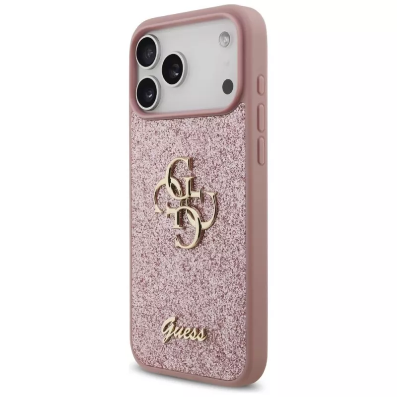 GUESS Fixed Glitter Big 4G custodia per iPhone 18 Pro Max / 17 Pro Max - rosa