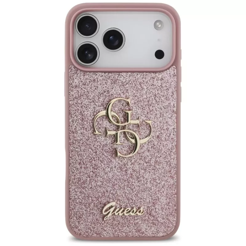 GUESS Fixed Glitter Big 4G custodia per iPhone 18 Pro Max / 17 Pro Max - rosa
