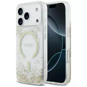 Guess Resin Bottom Glitter custodia MagSafe per iPhone 18 Pro / 17 Pro, oro