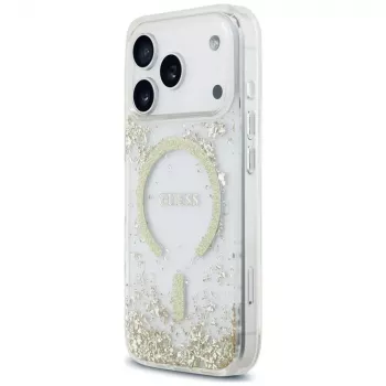 Guess Resin Bottom Glitter custodia MagSafe per iPhone 18 Pro / 17 Pro, oro