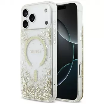 Guess Resin Bottom Glitter custodia MagSafe per iPhone 18 Pro Max / 17 Pro Max, oro