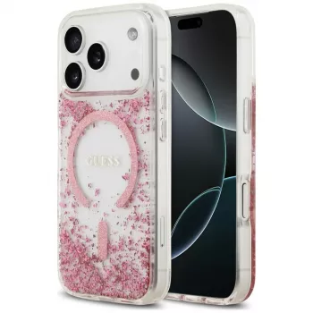 Guess Resin Bottom Glitter custodia MagSafe per Apple iPhone 18 Pro / 17 Pro, rosa