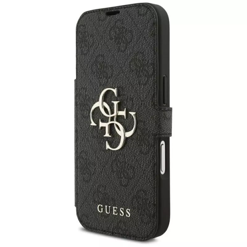 Guess Book 4G Metal Logo custodia per iPhone 18 Pro / 17 Pro - nero