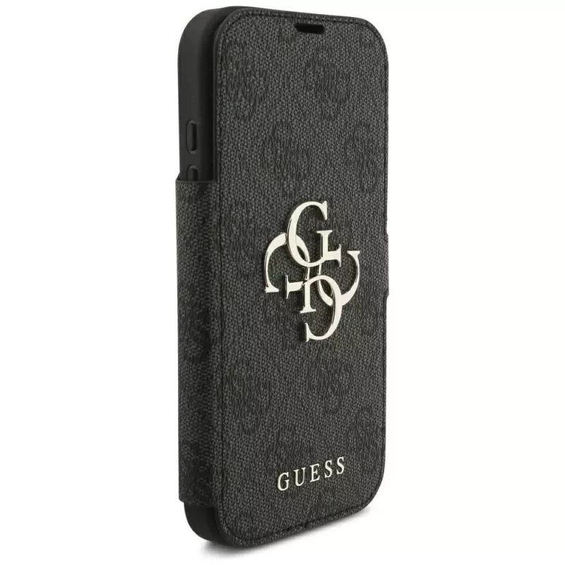 Guess Book 4G Metal Logo custodia per iPhone 18 Pro / 17 Pro - nero