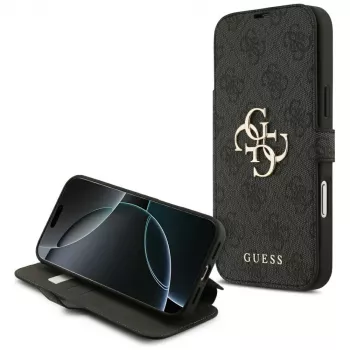 Guess Book 4G Metal Logo custodia per iPhone 18 Pro Max / 17 Pro Max, nero