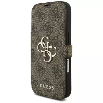 Guess Book 4G Metal Logo custodia per Apple iPhone 18 Pro / 17 Pro – marrone