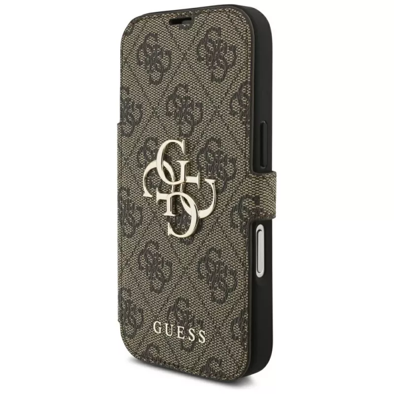 Guess Book 4G Metal Logo custodia per Apple iPhone 18 Pro / 17 Pro – marrone