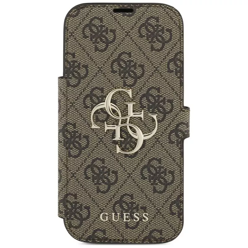 Guess Book 4G Metal Logo custodia per Apple iPhone 18 Pro / 17 Pro – marrone