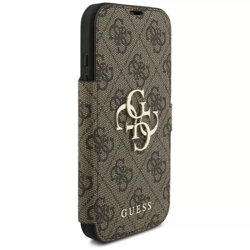 Guess Book 4G Metal Logo custodia per Apple iPhone 18 Pro / 17 Pro – marrone