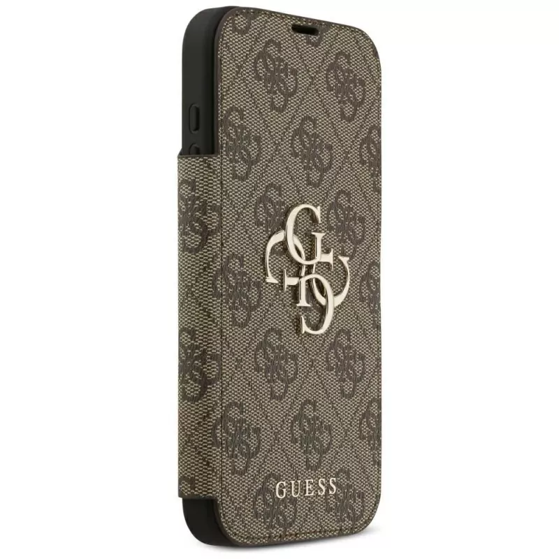 Guess Book 4G Metal Logo custodia a libro per iPhone 18 Pro Max / 17 Pro Max - marrone
