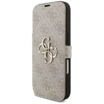 Guess Book 4G Metal Logo custodia a libro per iPhone 16 Pro / 17 Pro - rosa