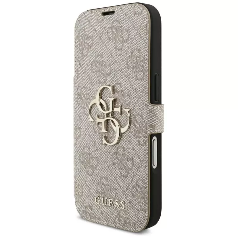 Guess Book 4G Metal Logo custodia a libro per iPhone 16 Pro / 17 Pro - rosa