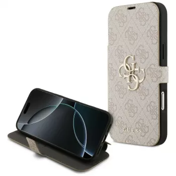 GUESS Book 4G Metal Logo custodia a libro per iPhone 18 Pro Max / 17 Pro Max - rosa