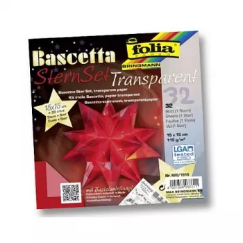 Folia Bascetta Star set carta origami, 32 fogli, 15 x 15 cm, colori assortiti, 80 g/m², opaco