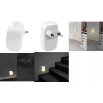 LogiLink luce notturna LED da parete con sensore crepuscolare, ovale, bianco caldo, 230V, 16A, bianco