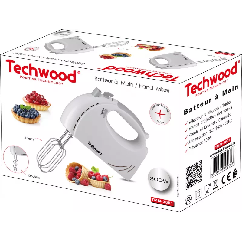 Techwood TMM-3001 sbattitore a mano da 300 W (TMM-3001)