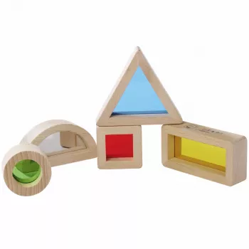 Eichhorn Montessori blocchi finestra, set da 20 pezzi, legno di faggio certificato FSC® 100% con finestre in acrilico colorato, giocattolo educativo per la scoperta di luce e colori per bambini da 12 mesi