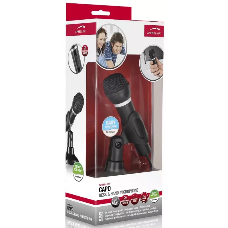 Speedlink Capo Desk & Hand microfono per computer, nero (SL-8703-BK)