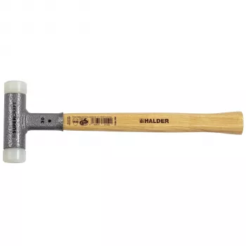 Halder SUPERCRAFT Martello H 30 con impugnatura antivibrazione, diametro testa 30 mm, inserto in nylon speciale bianco, medio-duro, corpo in acciaio