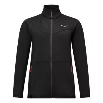 SALEWA Puez Cammino PL Felpa con Cappuccio Full-Zip Donna Black Out (EU 38 / M)